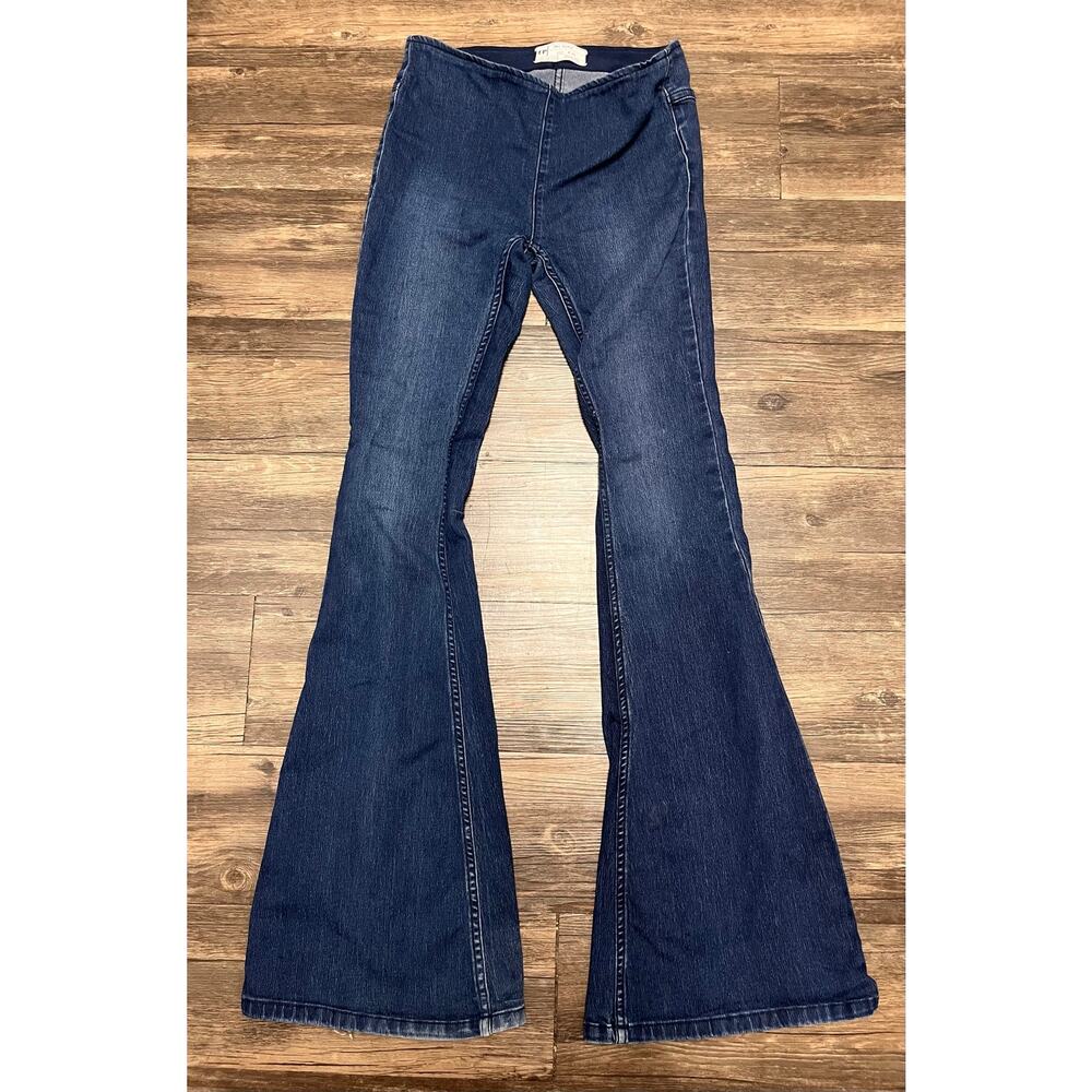 Free People Penny Pull-On Flare Jeans W24 Dark Wash Bell Bottom Boho Y2K Retro